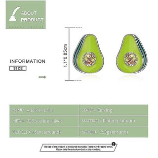 Foto 4 | Pendientes Bamoer De Plata De Ley 925 Con Forma De Aguacate - Venta Internacional.