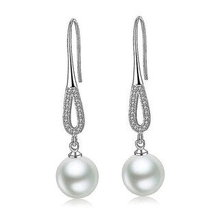 Foto 1 | Pendientes Huoguo De Plata De Ley 925 Con Perla Con Circonita Cúbica - Venta Internacional.