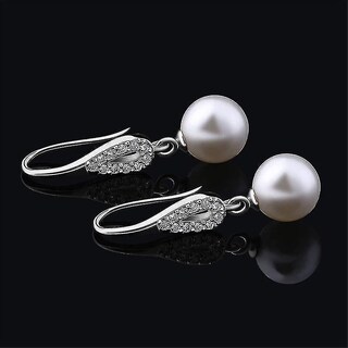 Foto 3 | Pendientes Huoguo De Plata De Ley 925 Con Perla Con Circonita Cúbica - Venta Internacional.