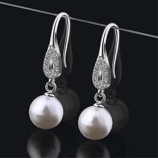 Foto 4 | Pendientes Huoguo De Plata De Ley 925 Con Perla Con Circonita Cúbica - Venta Internacional.