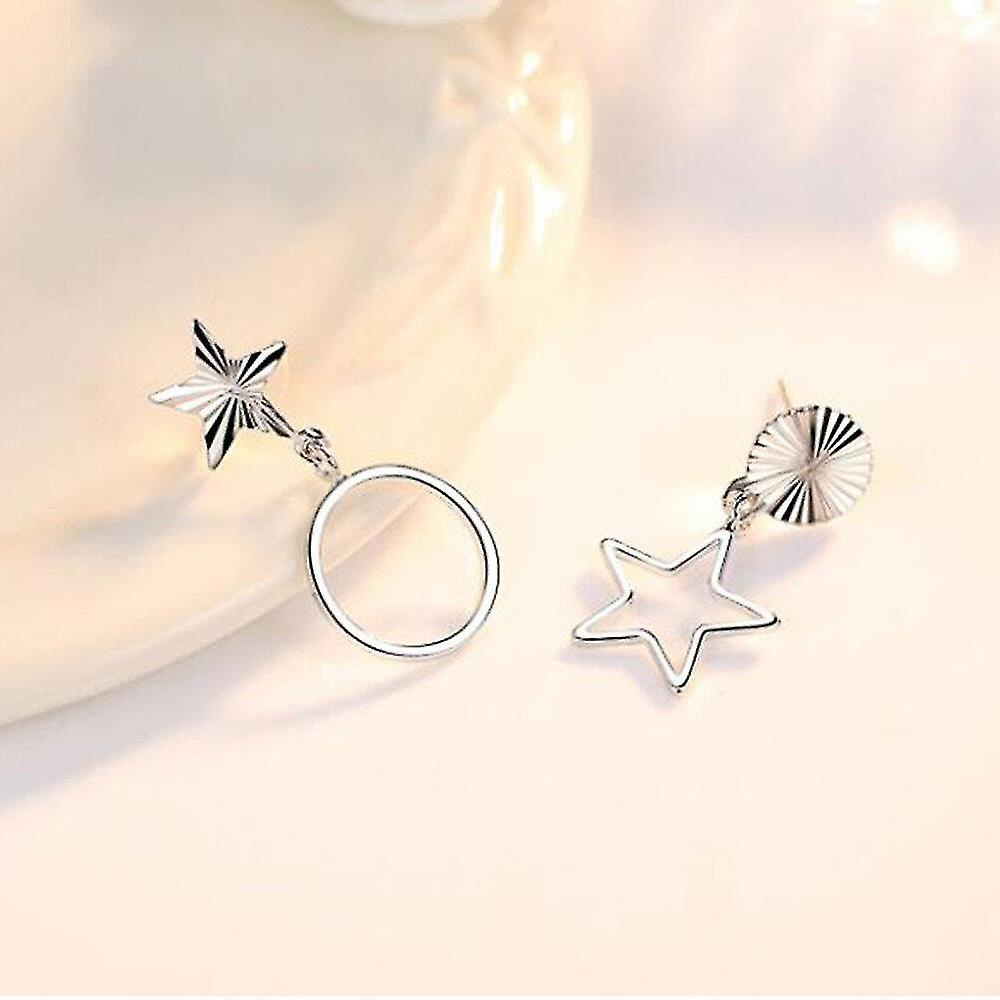 Foto 3 pulgar | Pendientes Huoguo De Cobre Elegantes Con Forma De Estrella Hueca Redonda Y Círculo X4 - Venta Internacional.