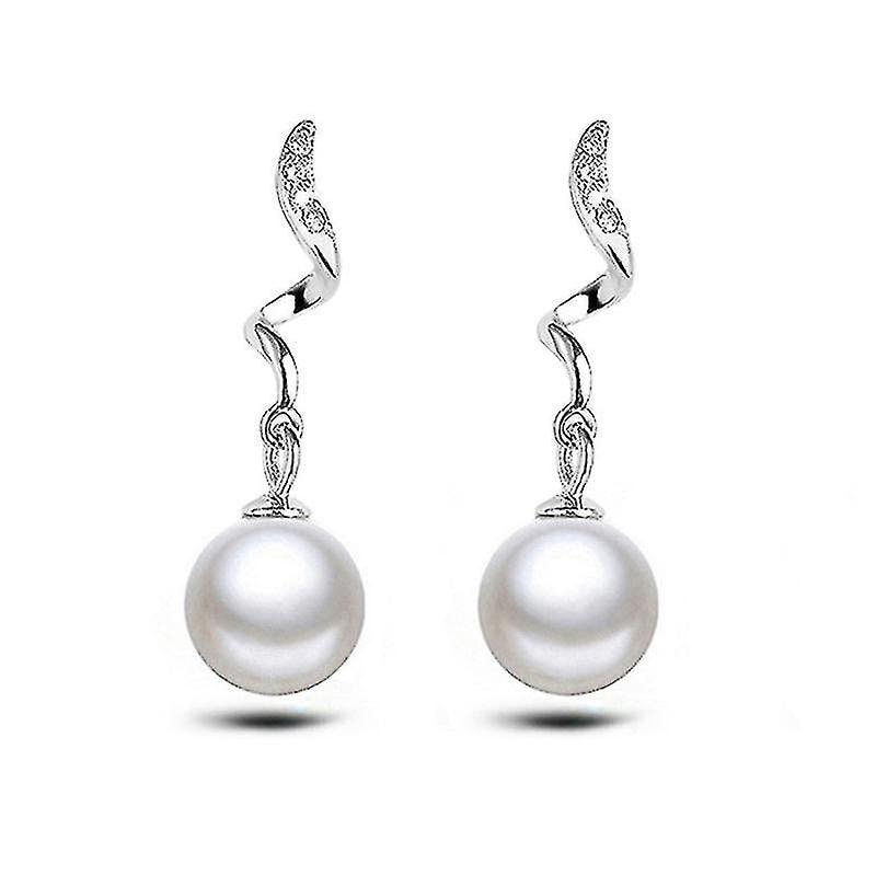 Pendientes Huoguo De Plata De Ley 925 Con Perla De 8 Mm Para Mujer - Venta Internacional. $586