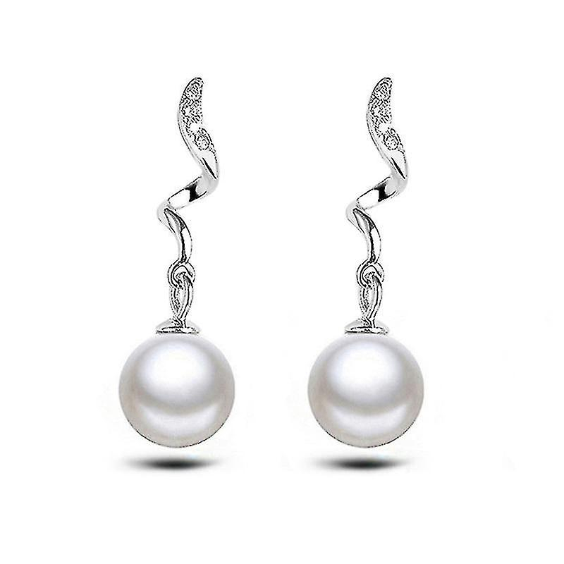 Foto 2 pulgar | Pendientes Huoguo De Plata De Ley 925 Con Perla De 8 Mm Para Mujer - Venta Internacional.