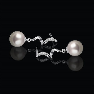 Foto 2 | Pendientes Huoguo De Plata De Ley 925 Con Perla De 8 Mm Para Mujer - Venta Internacional.