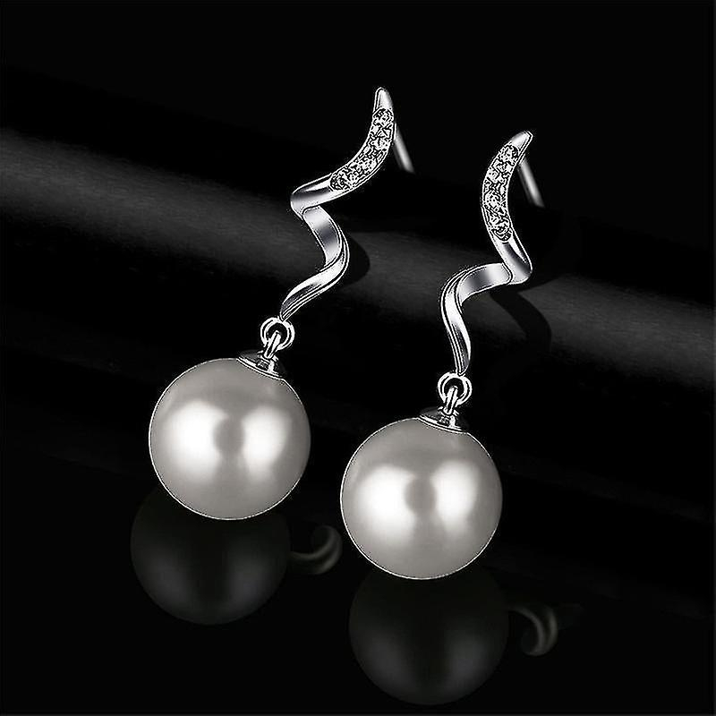 Foto 5 pulgar | Pendientes Huoguo De Plata De Ley 925 Con Perla De 8 Mm Para Mujer - Venta Internacional.
