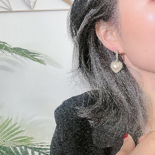 Foto 4 | Pendientes Huoguo De Metal Con Forma De Corazón Y Perlas Para Mujer - Venta Internacional.