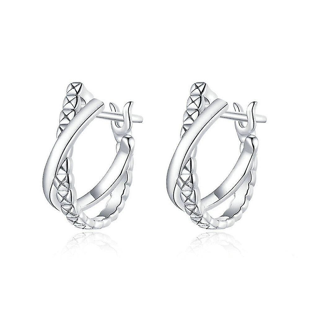 Foto 2 pulgar | Pendientes Huoguo Chapados En Plata Para Mujeres Y Niñas - Venta Internacional.