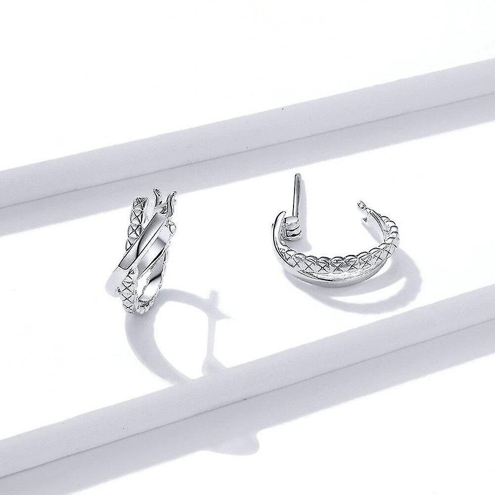 Foto 4 pulgar | Pendientes Huoguo Chapados En Plata Para Mujeres Y Niñas - Venta Internacional.