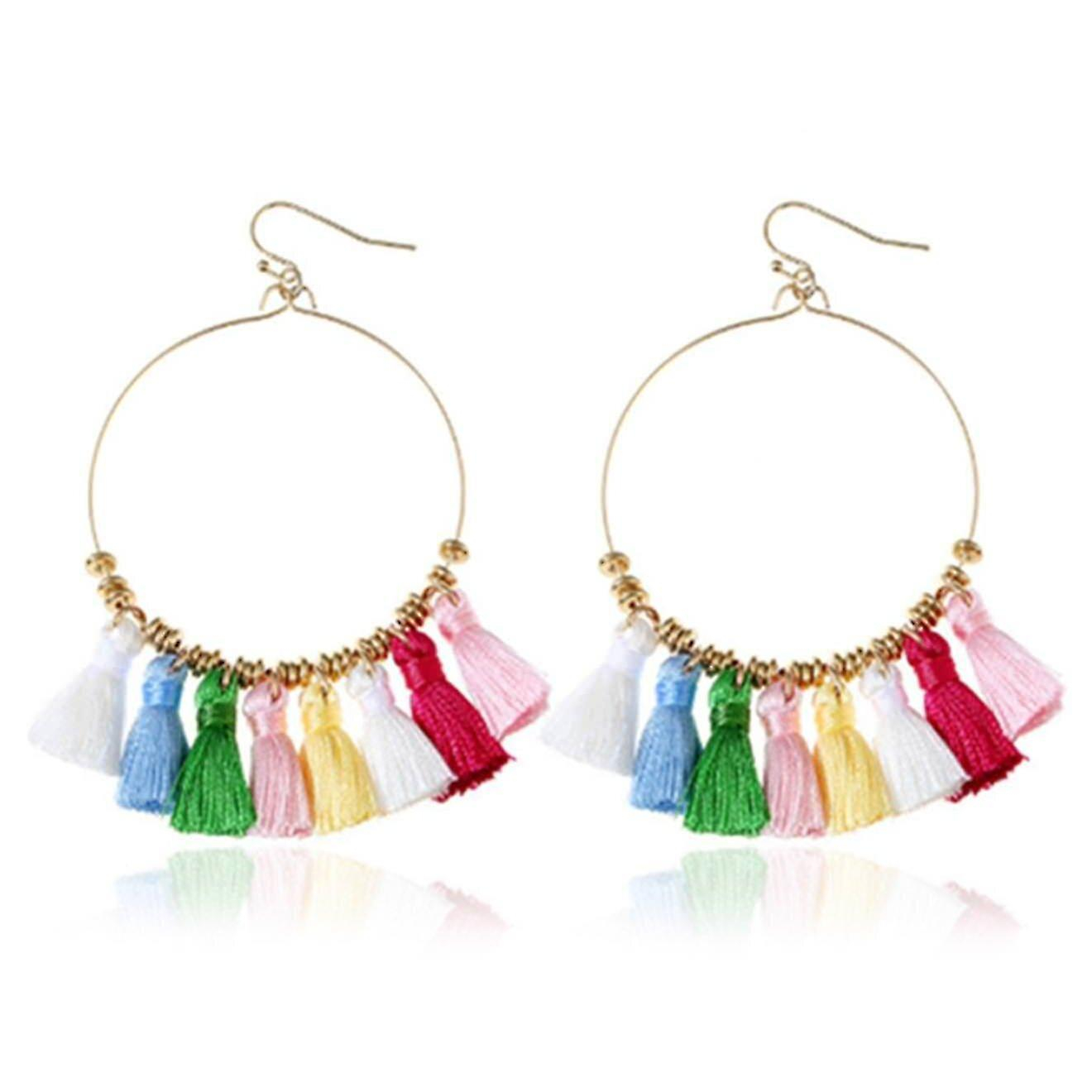 Foto 2 pulgar | Pendientes Huoguo Con Colgante Simple Y Redondo Con Borla De Aleación  Multicolor - Venta Internacional.