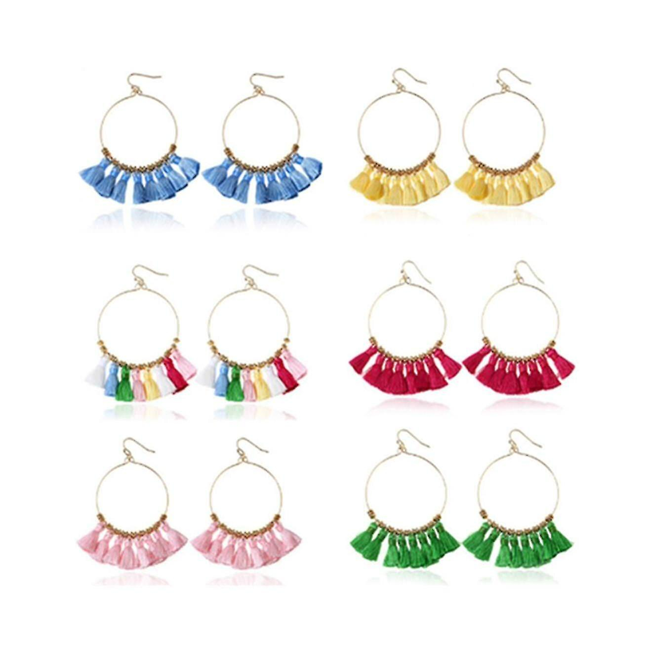 Foto 4 pulgar | Pendientes Huoguo Con Colgante Simple Y Redondo Con Borla De Aleación  Multicolor - Venta Internacional.