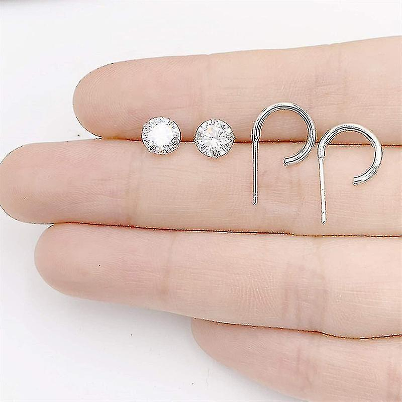 Foto 3 pulgar | Pendientes Huoguo De Plata De Ley 925 Con Circonita Cúbica - Venta Internacional.