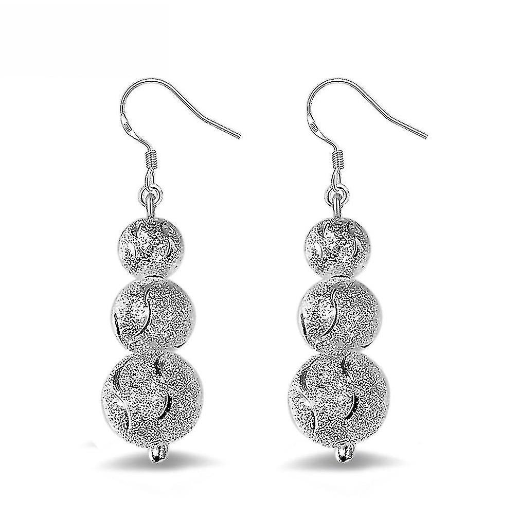 Foto 2 pulgar | Pendientes Huoguo Silver Flash Sand Bead  Aleación De Cobre Y Circonio - Venta Internacional.