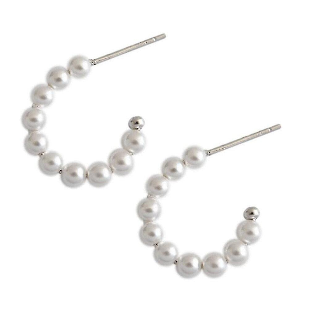 Foto 1 | Pendientes De Aro Redondo Geométrico Chapados En Plata Para Mujer - Venta Internacional.