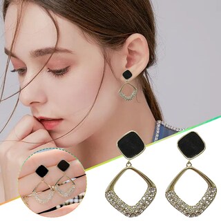 Foto 2 | Pendientes Huoguo Geometric Rhombus Diamond Para Mujer - Venta Internacional.