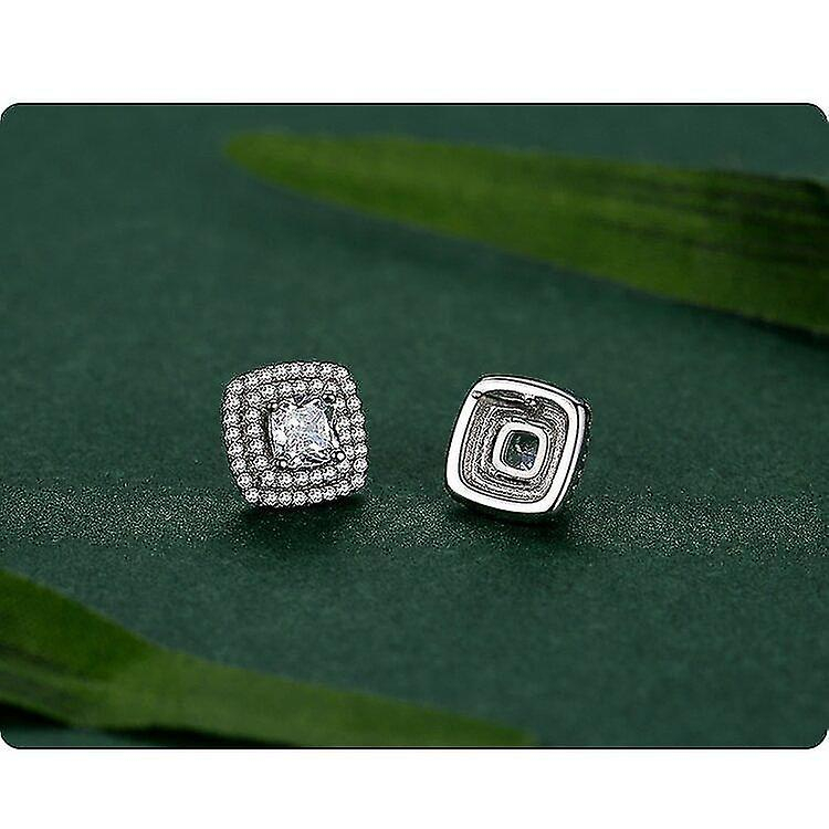 Foto 2 pulgar | Pendientes Huoguo De Plata De Ley 925 Clásica Con Circonita Cúbica Para Mujer - Venta Internacional.