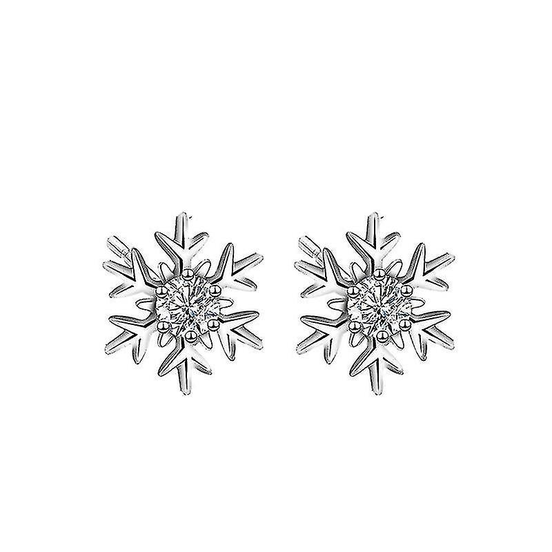 Foto 2 pulgar | Pendientes Huoguo De Plata De Ley 925 Con Circonitas Blancas En Forma De Copo De Nieve - Venta Internacional.