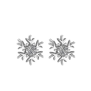 Foto 1 | Pendientes Huoguo De Plata De Ley 925 Con Circonitas Blancas En Forma De Copo De Nieve - Venta Internacional.