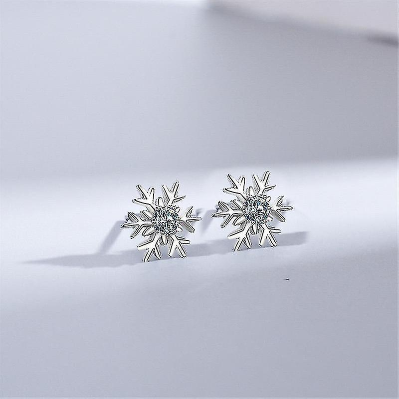 Foto 3 pulgar | Pendientes Huoguo De Plata De Ley 925 Con Circonitas Blancas En Forma De Copo De Nieve - Venta Internacional.