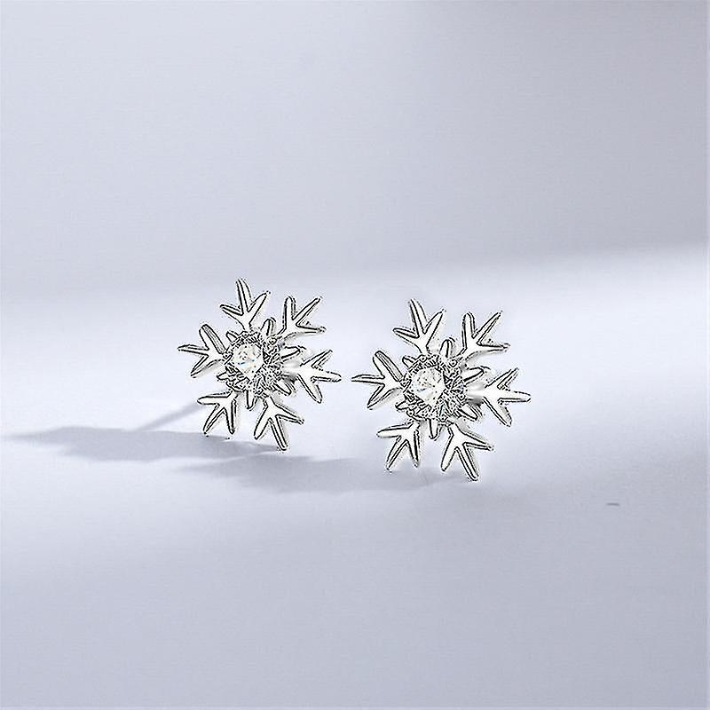 Foto 4 pulgar | Pendientes Huoguo De Plata De Ley 925 Con Circonitas Blancas En Forma De Copo De Nieve - Venta Internacional.