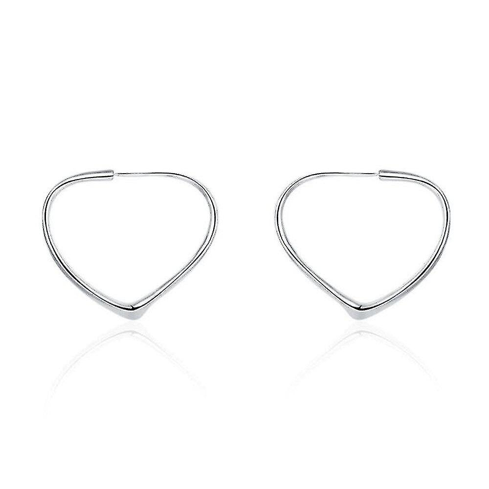 Foto 2 pulgar | Pendientes Huoguo Con Forma De Argolla En Forma De Corazón Chapados En Plata Para Mujer (2 Unidades) - Venta Interna