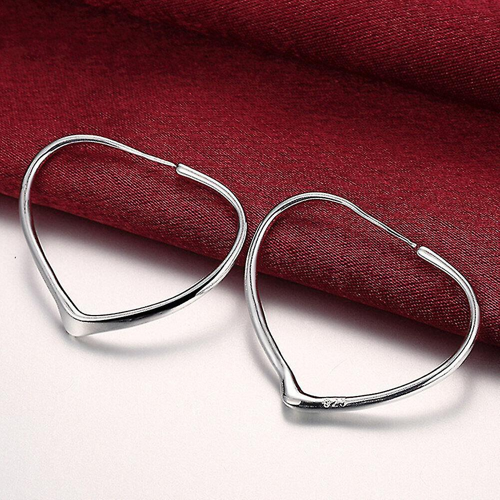 Foto 3 pulgar | Pendientes Huoguo Con Forma De Argolla En Forma De Corazón Chapados En Plata Para Mujer (2 Unidades) - Venta Interna