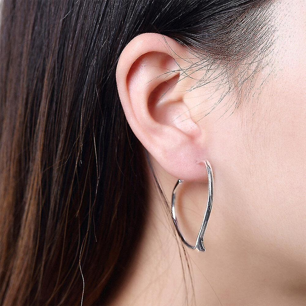 Foto 4 pulgar | Pendientes Huoguo Con Forma De Argolla En Forma De Corazón Chapados En Plata Para Mujer (2 Unidades) - Venta Interna