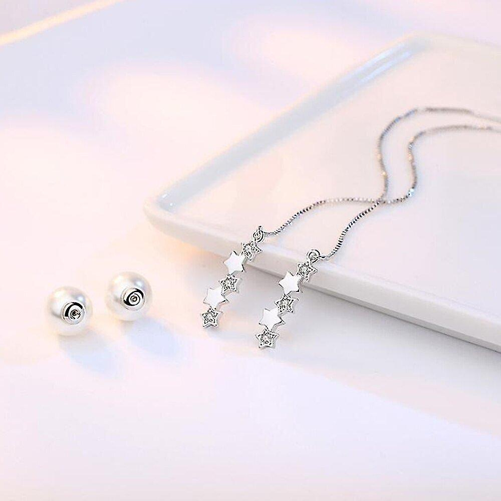 Foto 4 pulgar | Pendientes Huoguo Chapados En Plata A La Moda Femenina  2 Unidades - Venta Internacional.