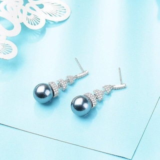 Foto 3 | Pendientes Huoguo De Plata De Ley 925 Con Forma De Orecchino Largo Y Perla - Venta Internacional.