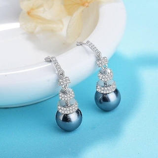 Foto 4 | Pendientes Huoguo De Plata De Ley 925 Con Forma De Orecchino Largo Y Perla - Venta Internacional.