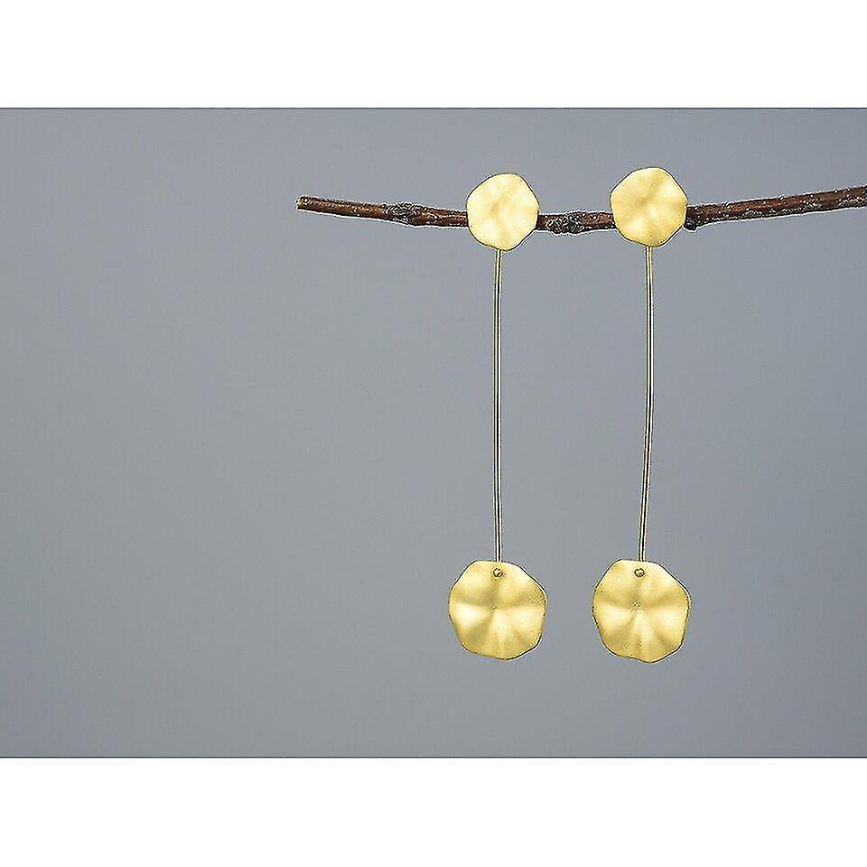 Foto 2 pulgar | Pendientes Huoguo De Plata De Ley 925 Chapada En Oro  Hoja De Loto - Venta Internacional.