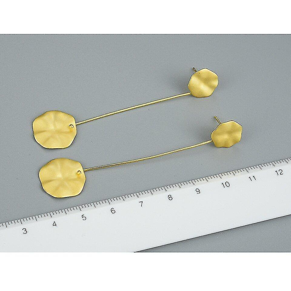 Foto 3 pulgar | Pendientes Huoguo De Plata De Ley 925 Chapada En Oro  Hoja De Loto - Venta Internacional.