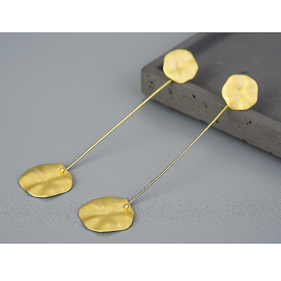 Foto 4 pulgar | Pendientes Huoguo De Plata De Ley 925 Chapada En Oro  Hoja De Loto - Venta Internacional.
