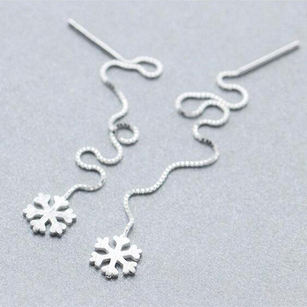 Foto 3 pulgar | Pendientes Huoguo Exquisite Con Forma De Copo De Nieve Con Borla Larga  Cobre  X3 - Venta Internacional.