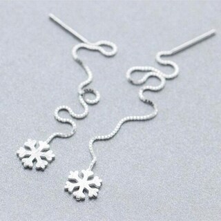 Foto 2 | Pendientes Huoguo Exquisite Con Forma De Copo De Nieve Con Borla Larga Cobre X3 - Venta Internacional.