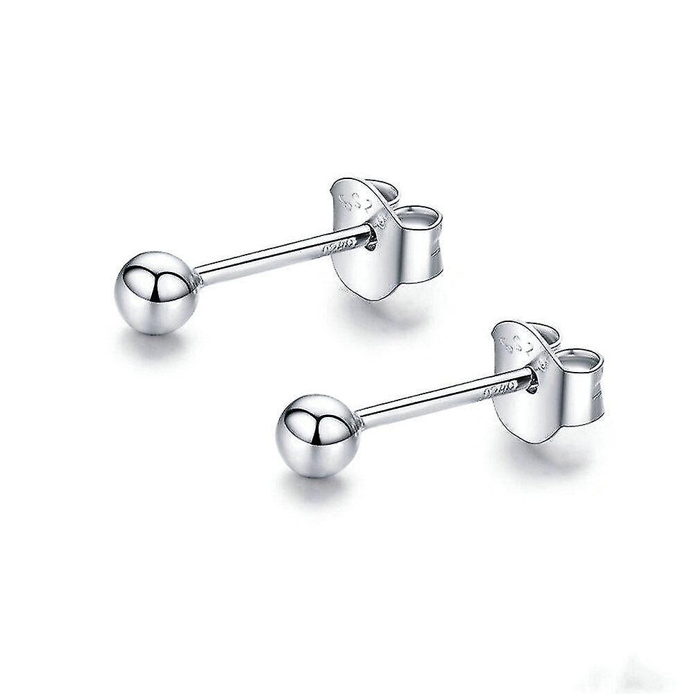 Foto 2 pulgar | Pendientes Huoguo Con Forma De Bola Chapados En Plata Para Mujer - Venta Internacional.