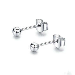 Foto 1 | Pendientes Huoguo Con Forma De Bola Chapados En Plata Para Mujer - Venta Internacional.