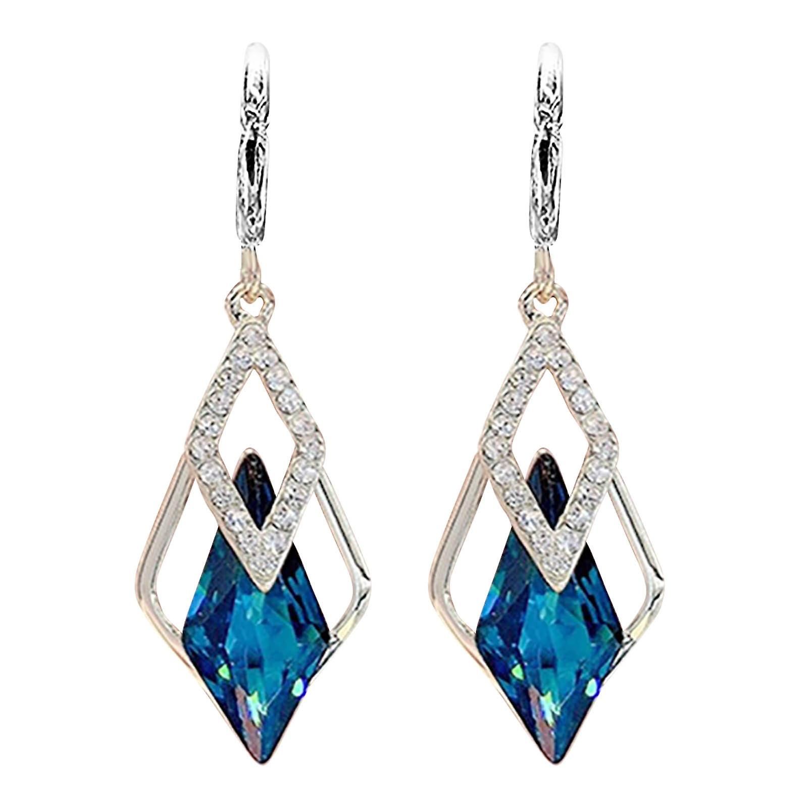 Foto 2 | Pendientes Huoguo Con Diamantes De Imitación Blancos En Polvo Y Piedra Ojo De Gato - Venta Internacional.