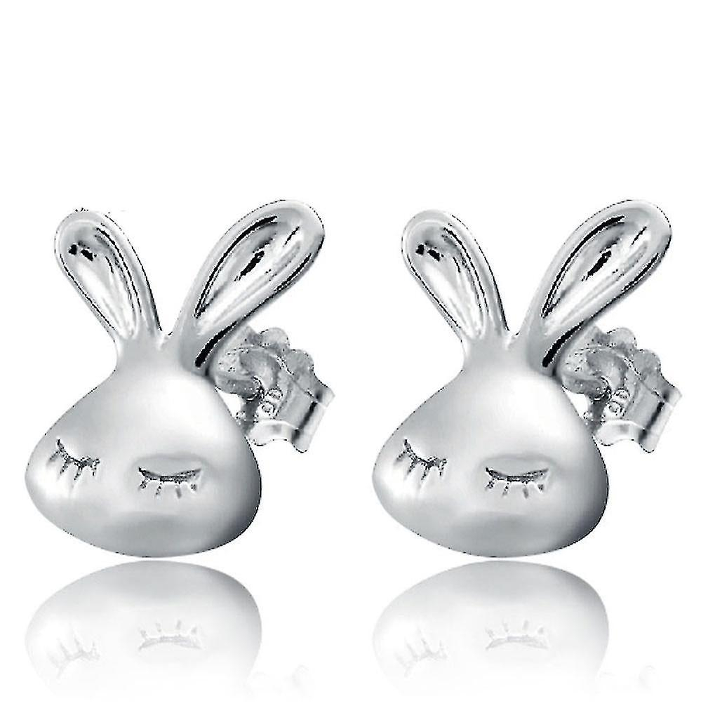 Foto 2 pulgar | Pendientes Huoguo Con Forma De Conejo Plateado Para Mujer En Aleación De Zinc - Venta Internacional.