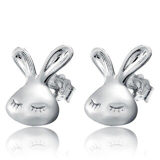 Foto 1 | Pendientes Huoguo Con Forma De Conejo Plateado Para Mujer En Aleación De Zinc - Venta Internacional.