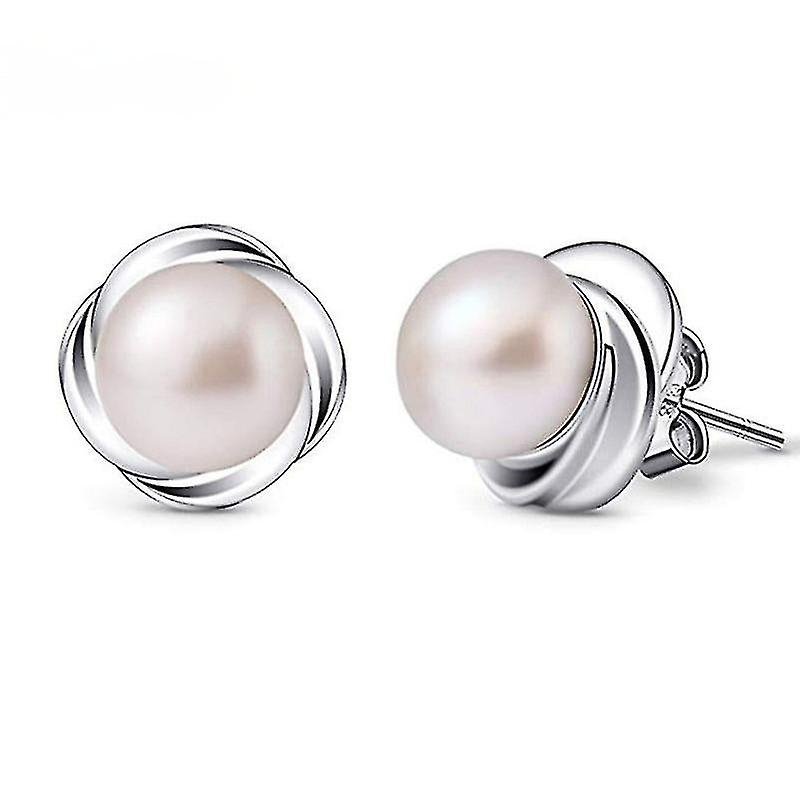Foto 2 pulgar | Pendientes Huoguo De Plata De Ley 925 Con Perlas De Agua Dulce - Venta Internacional.