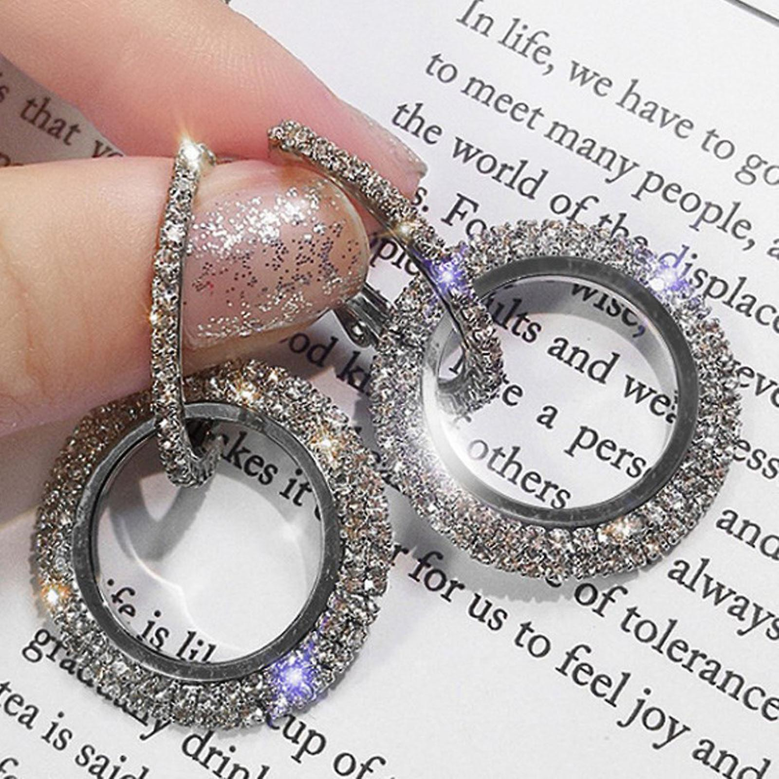 Foto 2 pulgar | Pendientes Huoguo Fashion De Lujo Redondos Con Diamantes De Imitación Para Mujer - Venta Internacional.