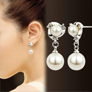 Foto 2 | Pendientes Huoguo Fashion Con Diamantes Y Perlas Para Mujer - Venta Internacional.