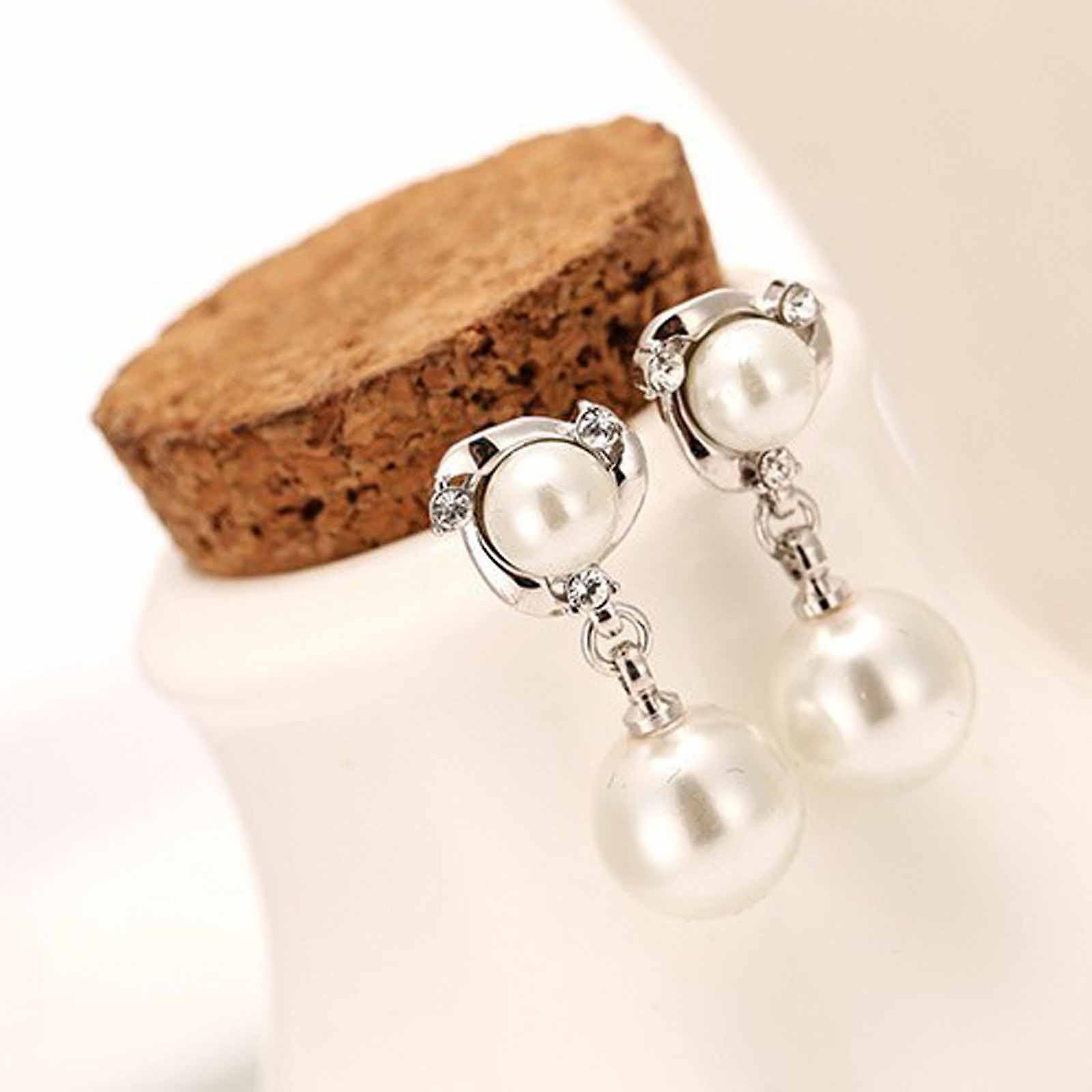 Foto 4 pulgar | Pendientes Huoguo Fashion Con Diamantes Y Perlas Para Mujer - Venta Internacional.