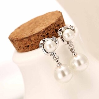 Foto 3 | Pendientes Huoguo Fashion Con Diamantes Y Perlas Para Mujer - Venta Internacional.