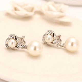 Foto 4 | Pendientes Huoguo Fashion Con Diamantes Y Perlas Para Mujer - Venta Internacional.