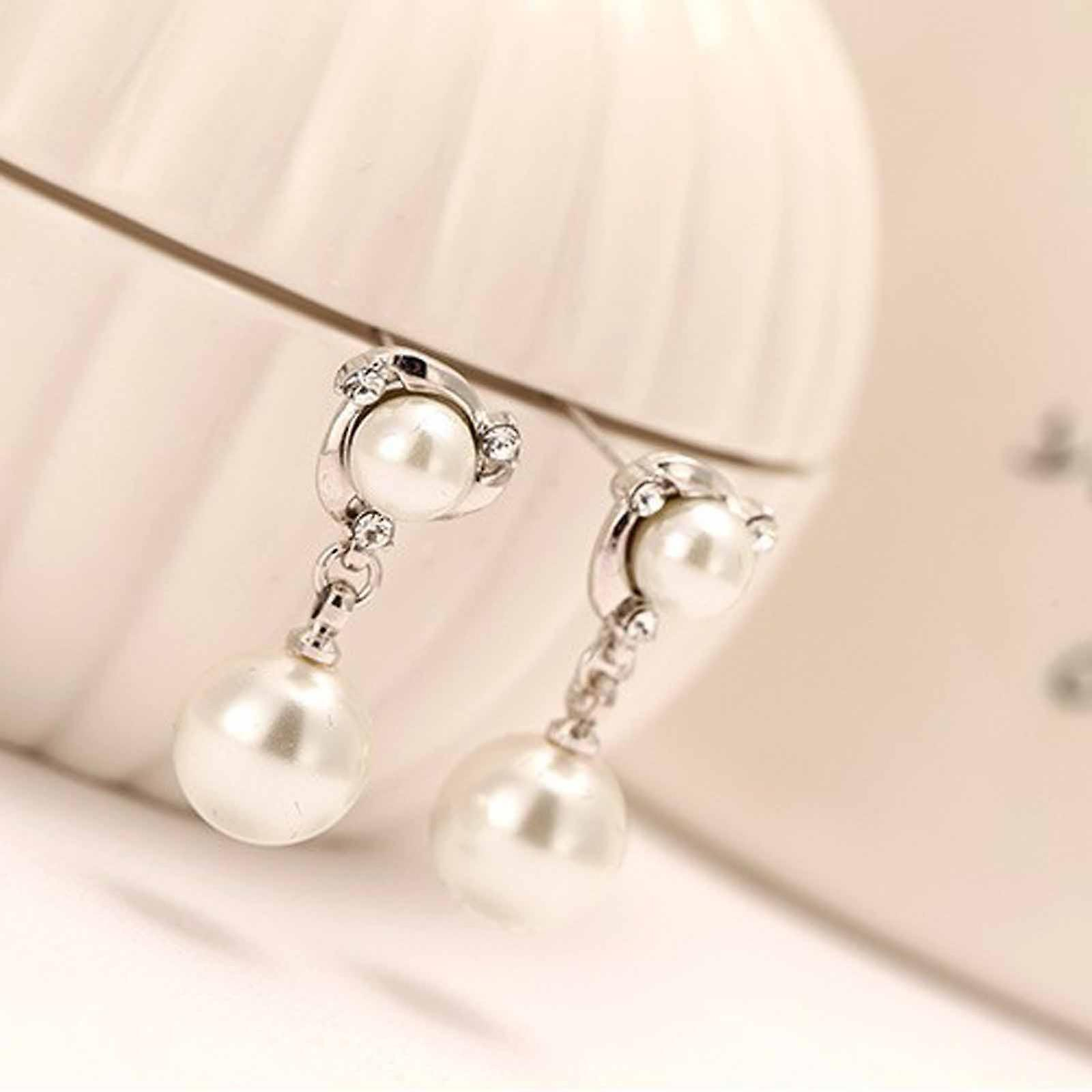 Foto 6 pulgar | Pendientes Huoguo Fashion Con Diamantes Y Perlas Para Mujer - Venta Internacional.