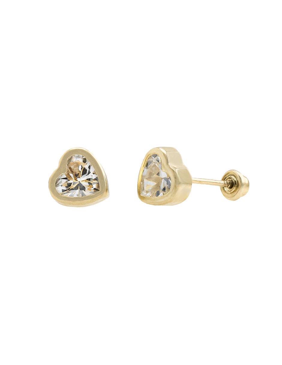 Broqueles Corazón Bisel 10k Oro Amarillo