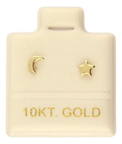 Aretes / Broquel Luna Y Estrella Oro 10k Ortiz Espinosa