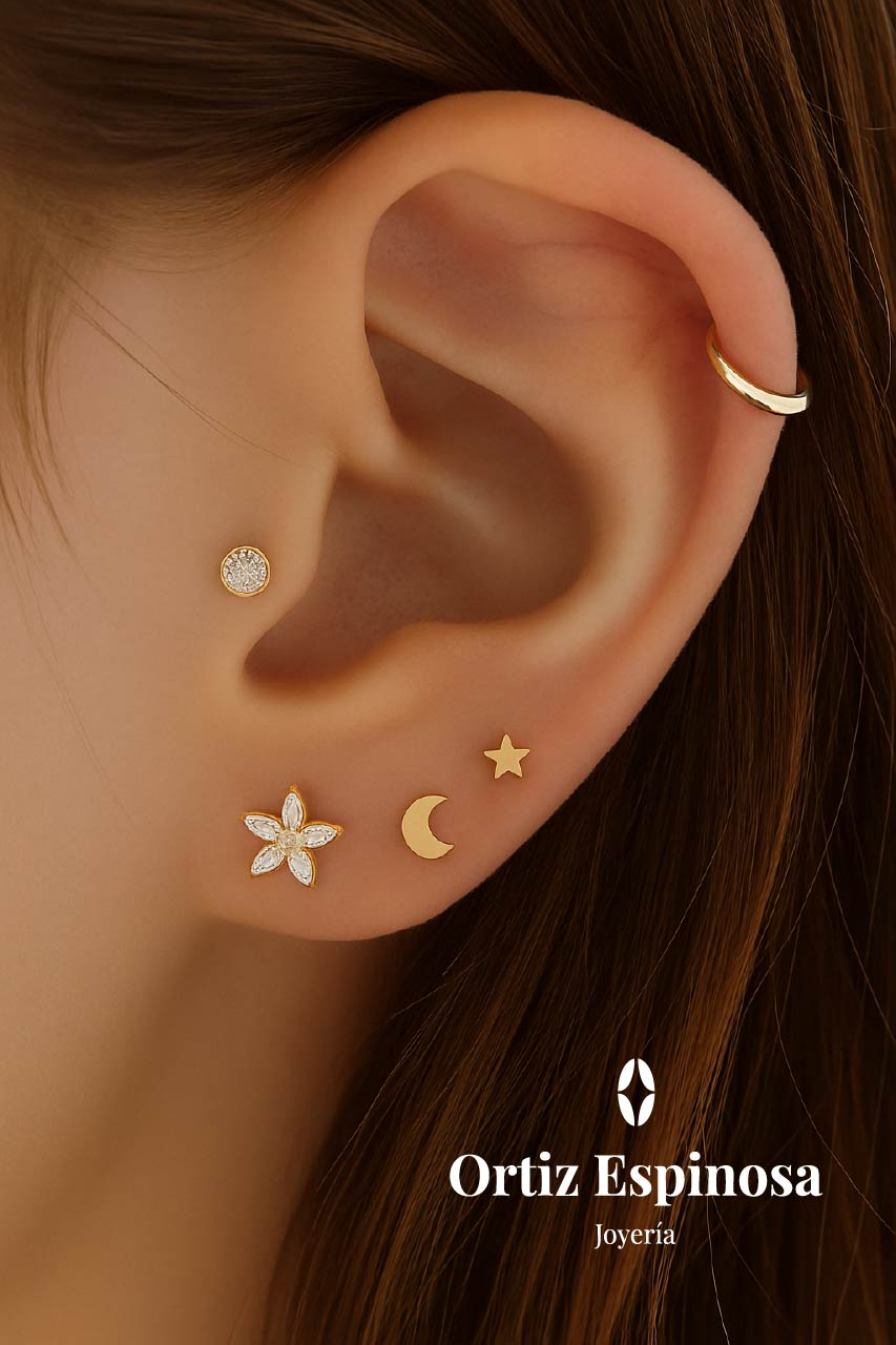 Foto 6 | Aretes / Broquel Luna Y Estrella Oro 10k Ortiz Espinosa