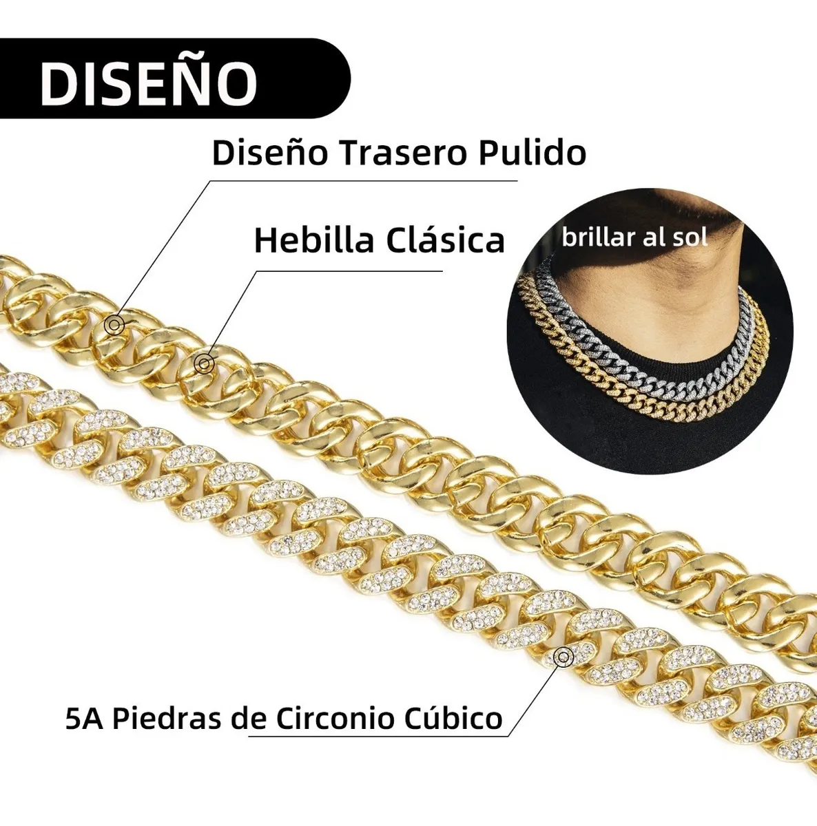 Foto 3 | Pulsera y Cadena de Chapa de Oro Malubero